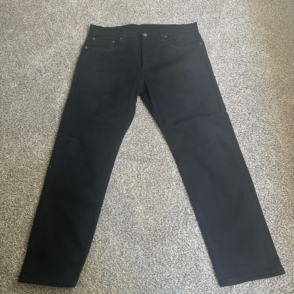 Levis 502 Jeans Mens 36x30 Black Regular Tapered Mid Rise Stretch Modern Denim